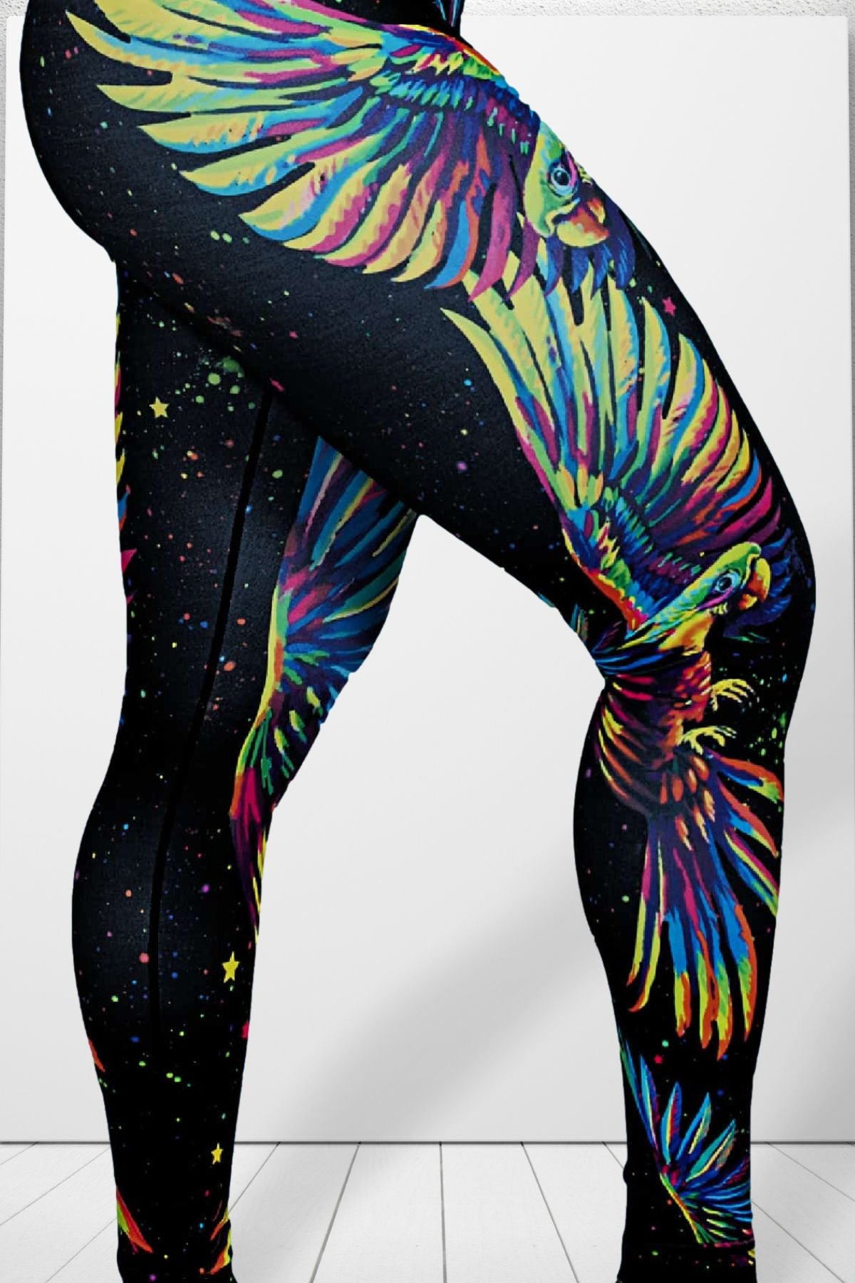 Womens Workout Yoga Psychedelic Neon Paint Leggings