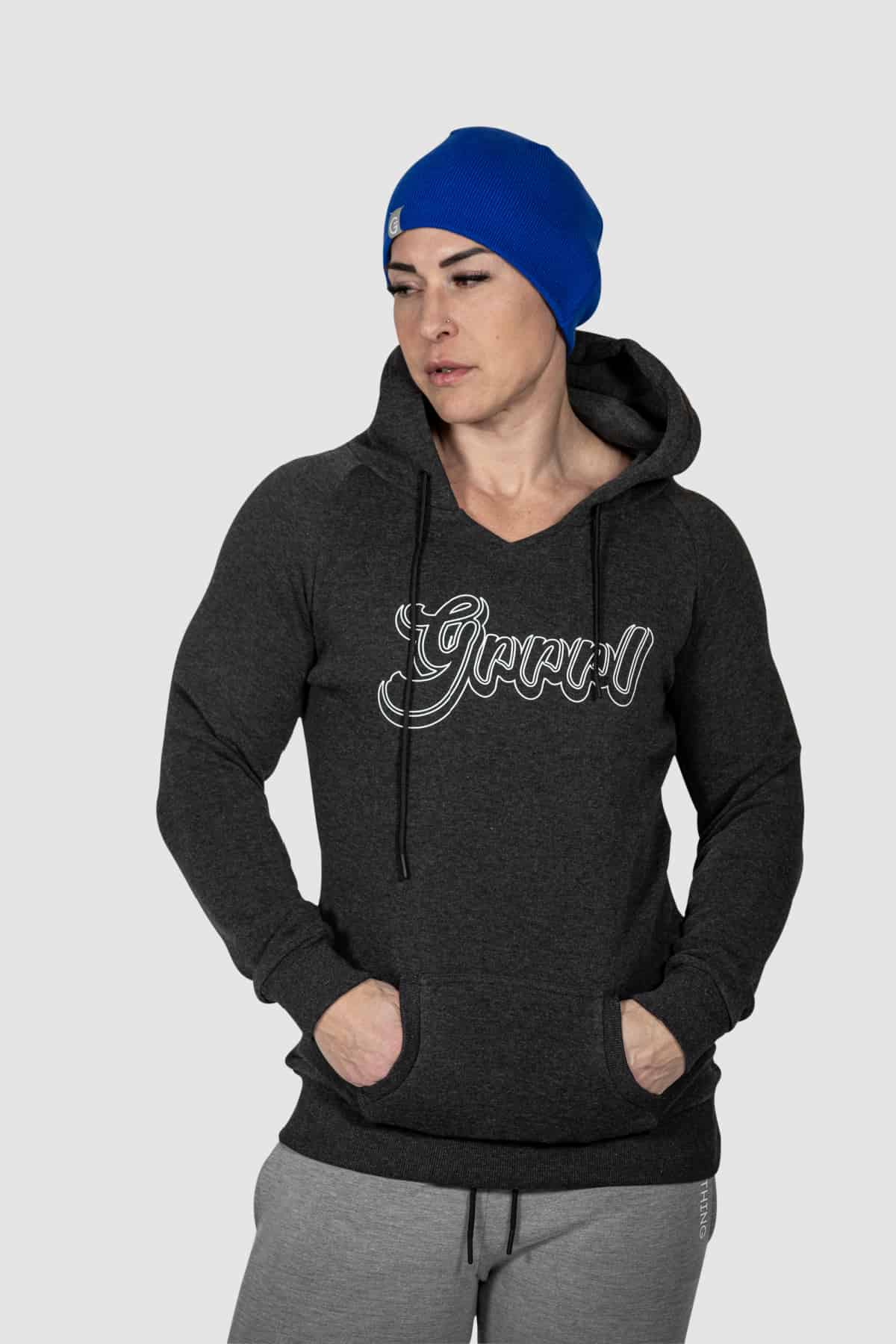 Charcoal V-Neck Stretch Hoodie